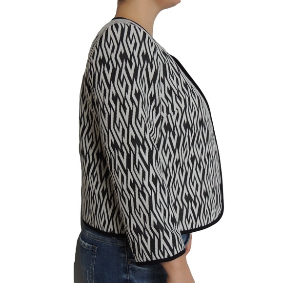 KASPER Black & White Collarless Blazer 14 - Picture 3 of 6